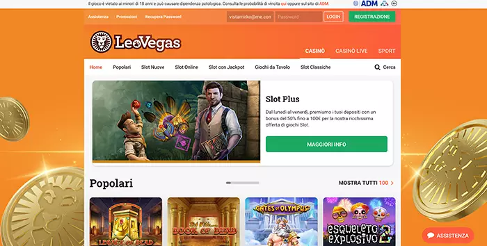 LeoVegas Casino | 50 giri gratis subito + 1.500€ Bonus + 250 Free Spin