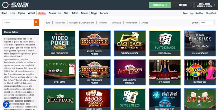 Recensione Snai Casino Online: 100% fino a 1.000€ + 30€ esclusivi